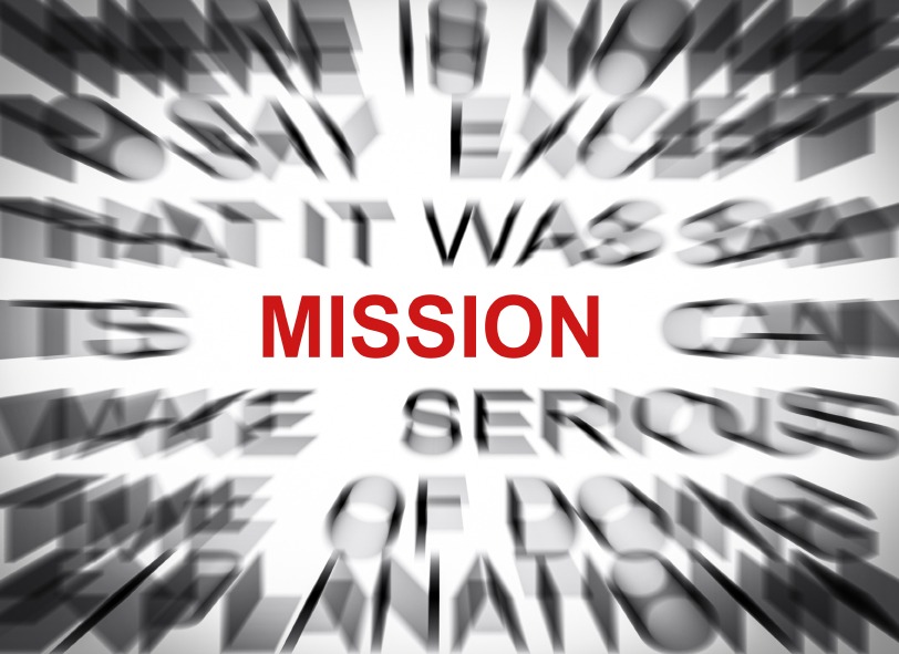 Blured text with focus on MISSION